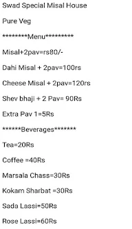 Swad Special Misal House menu 1