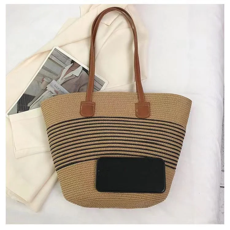 Title 3, Stroh-Webtasche im Mori-Stil, passt zu allem, e...