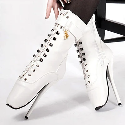18cm Ballet Stiletto Heels Lace-up Ankle Boots, Large Size, designed to elevate your style and confidence for any specia