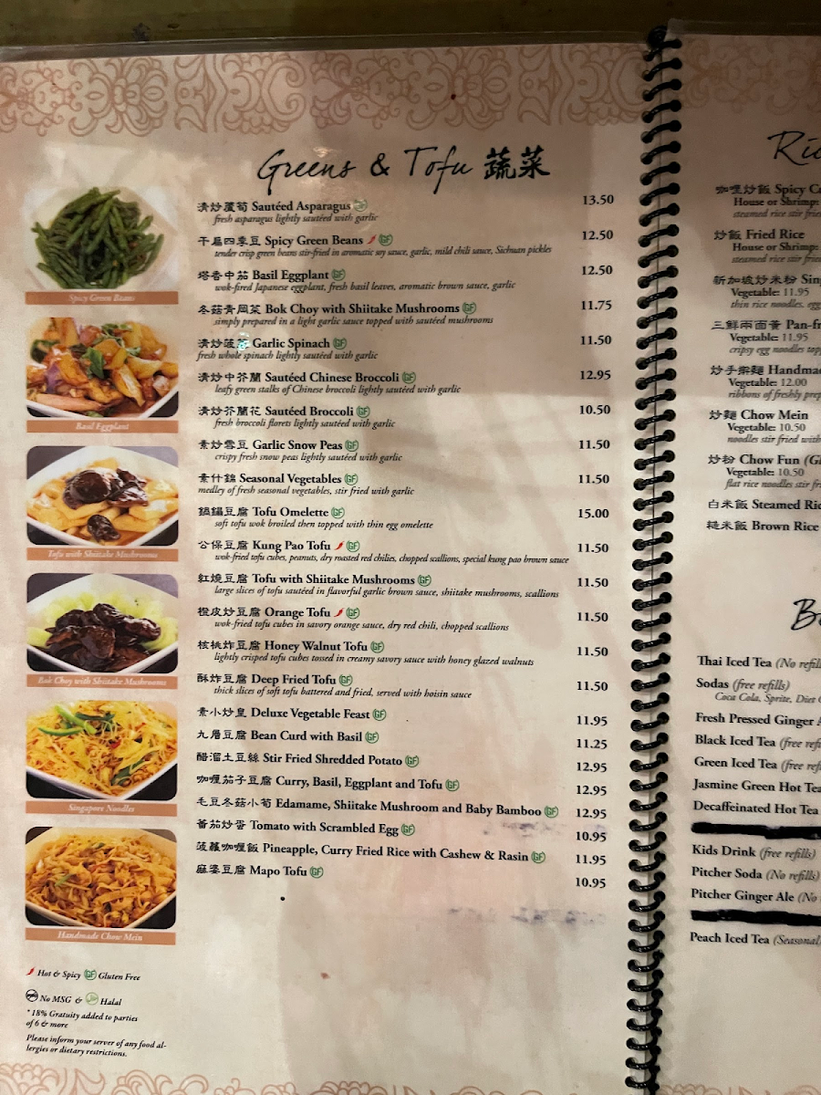 Menu with GF items