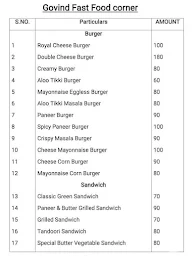 Govind Fast Food Corner menu 2