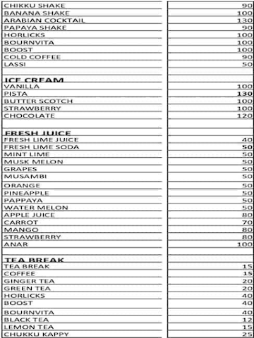 Thalassery Restaurant menu 