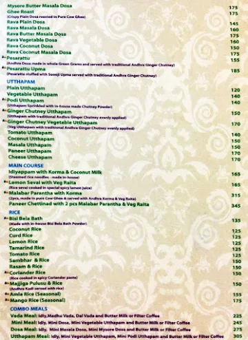 Madhuban- Sattvic South Indian Restaurant menu 