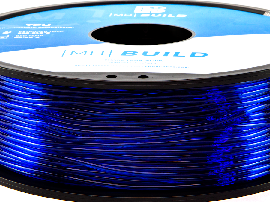 Translucent Blue MH Build Series TPU Flexible Filament - 2.85mm (1kg)