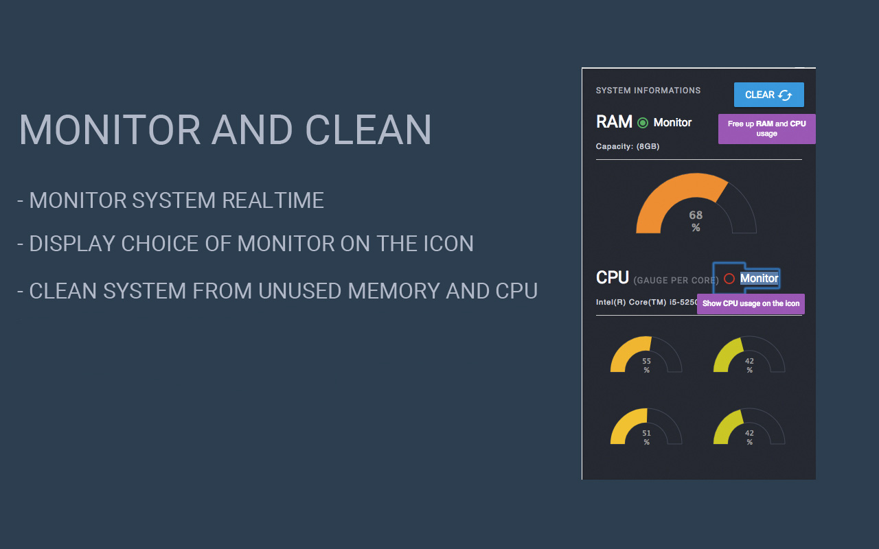 Monitor and Clean system's CPU / RAM usage Preview image 3