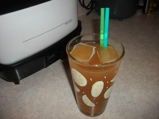 Photo of Decaffeinated Lemon Flavored Iced Tea, which I also used the tea to make into ice cubes, so the sweetened tea flavored ice cubes, doesn't dilute the tea it's self. 