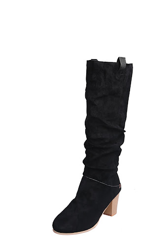 Title 3, European and American Thick Heel Suede Loose Hi...