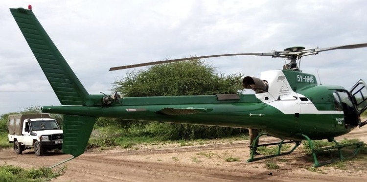 The helicopter at the scene in Garissa on November 21, 2023