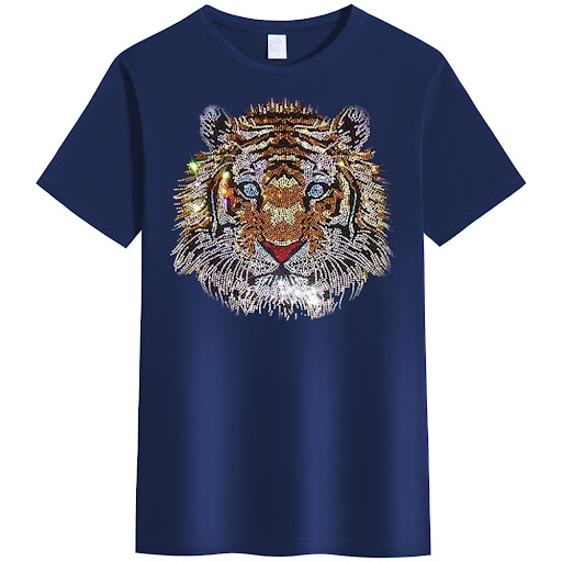 Title 9, Mens Tiger Head Diamond Round Neck Short Sleev...