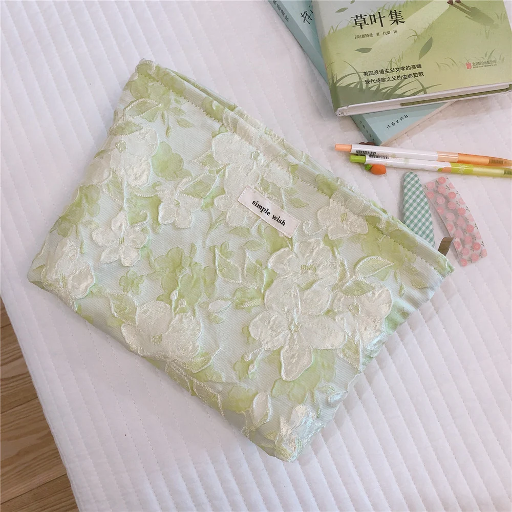 Title 2, Elegant Artistic Large Flower Relief Cosmetic Bag