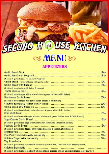 Second House Kitchen menu 