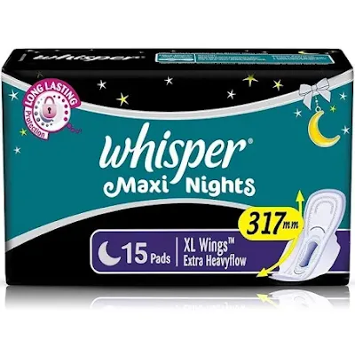 Whisper Ultra Soft Sanitary Pads For Women, Xl+ - 15 pcs